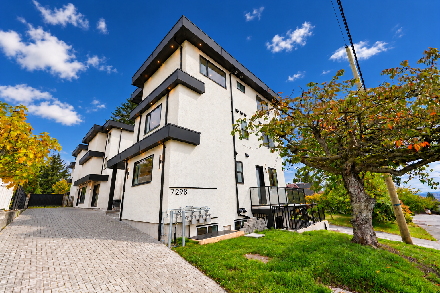 Exterior of the duplex homes at 7298 Willingdon